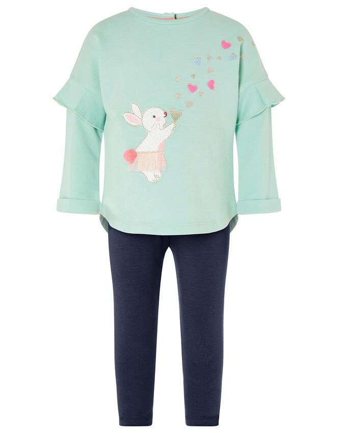 Baby Bunny Heart Set with Organic Cotton, Blue (AQUA), large
