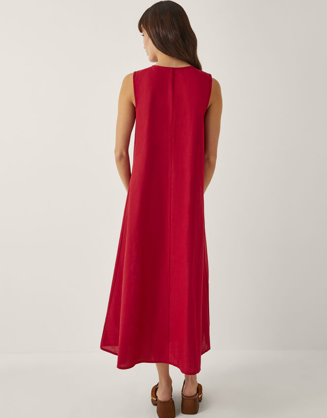 Monica Sleeveless Pleated Midi Dress, Red (RED), large