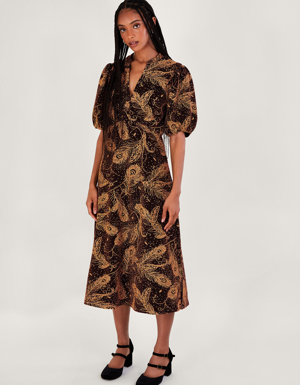 Freda Velvet Midi Dress Black Midi Dresses Monsoon Global