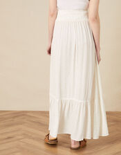 Tiered Foil Print Maxi Skirt, White (WHITE), large