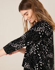 LOUNGE Finlay Feather Print Jersey Cover-Up, Black (BLACK), large
