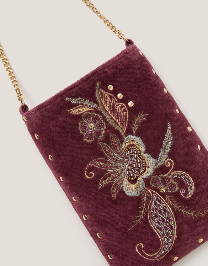 Lily Embroidered Phone Bag, , large