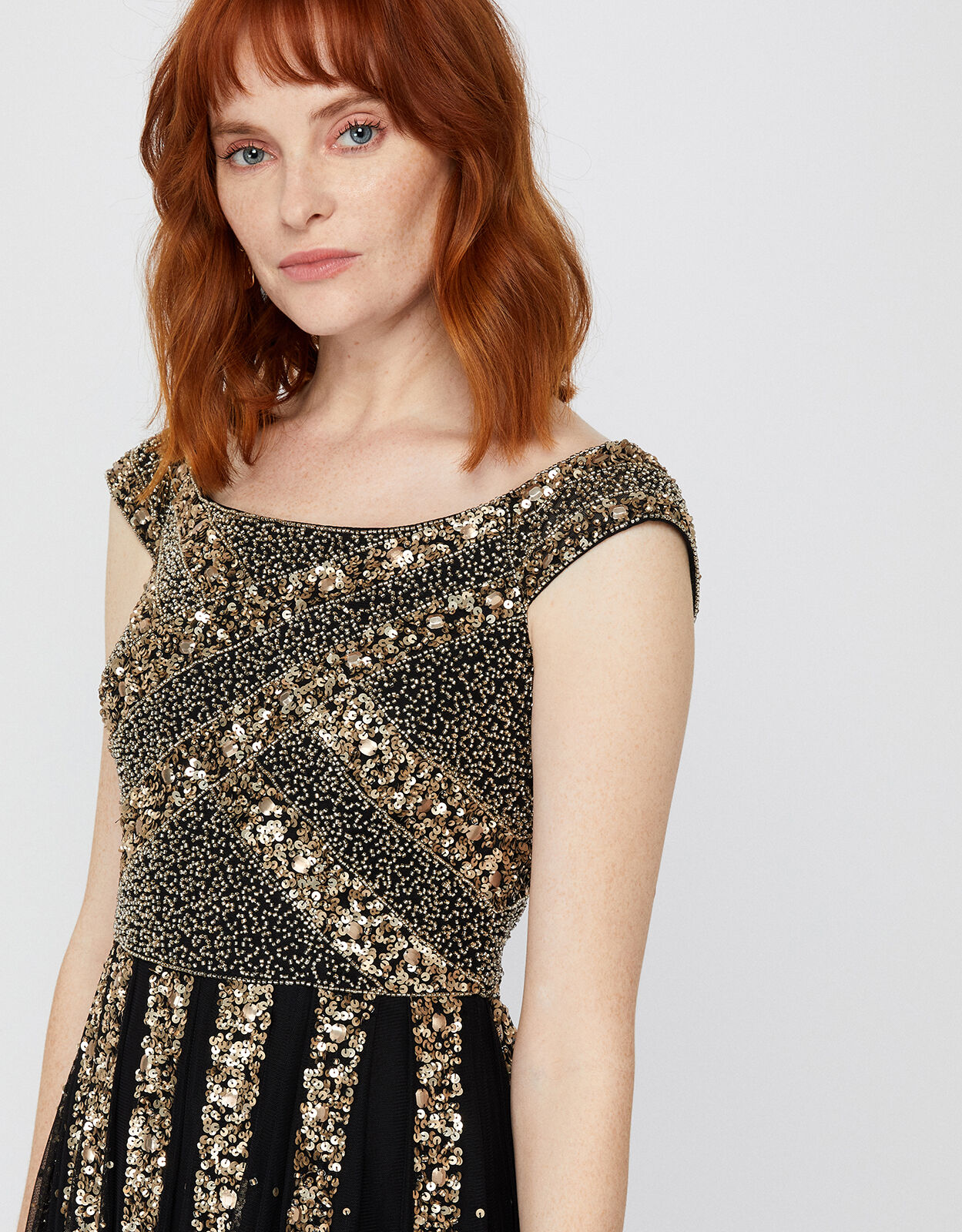 Monsoon red bardot top dress