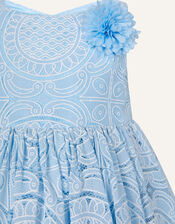 Baby Ottilie Pom-Pom Flower Dress, Blue (BLUE), large