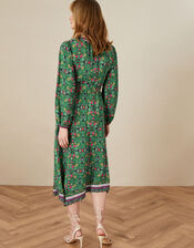 Emmy Scarf Print Midi Dress, Green (GREEN), large