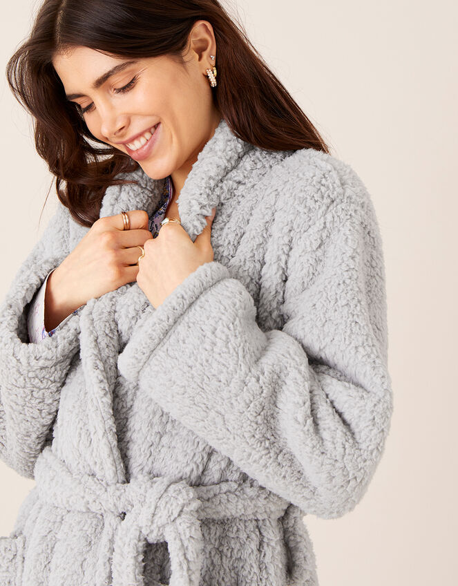 Lounge Fluffy Dressing Gown, Grey (GREY), large