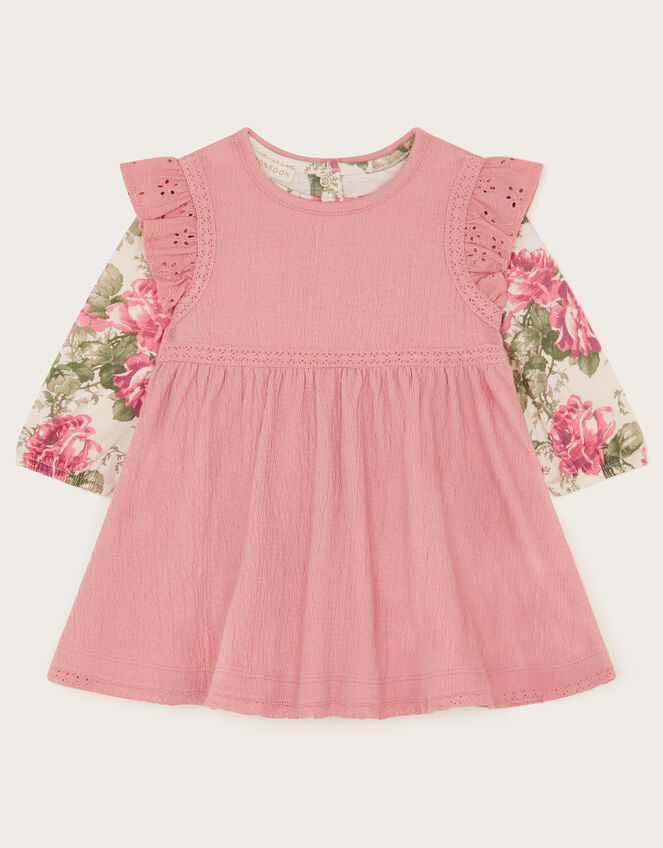 Newborn Betsy Floral Top and Pinafore Dress Set, Pink (PINK), large