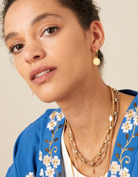 Gold-Plated Coin Hoops, , large