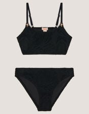 Starfish Textured Bikini Set, Black (BLACK), large