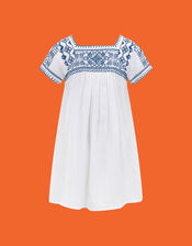 Sunuva Kids Peruvian Hand-Embroidered Dress, White (WHITE), large
