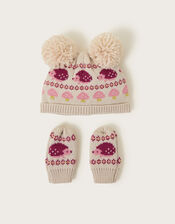 Baby Hedgehog Beanie Hat and Mittens Set, Multi (MULTI), large