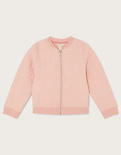 Quilted Butterfly Bomber Jacket, Pink (PINK), large