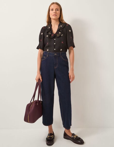 Dina Darted Barrel Jeans, Blue (INDIGO), large