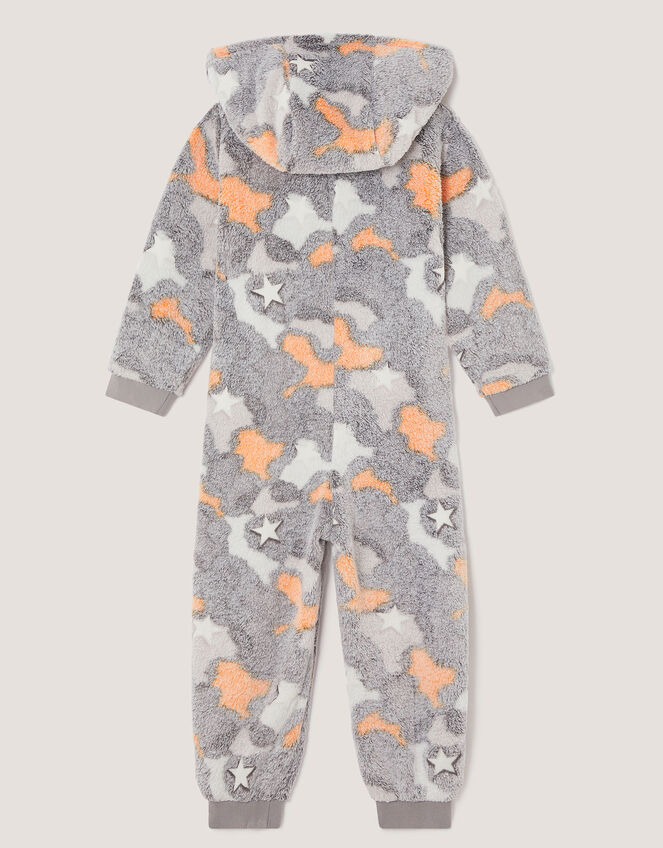 Glow In The Dark Camo Fleece Onesie, Grey (GREY), large