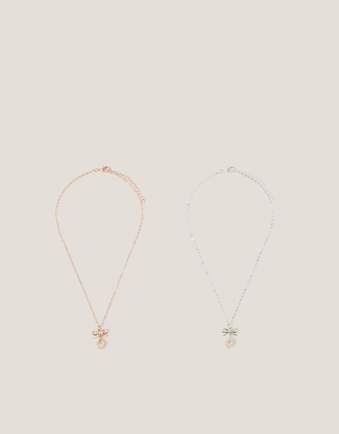 2-Pack Bow Heart Gifting Necklaces, , large