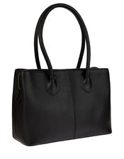 Zip Top Leather Tote Bag, , large