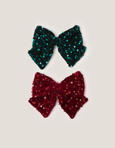 2-Pack Sequin Bow Hair Clips, , large