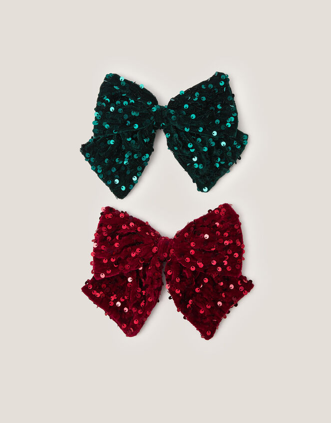 2-Pack Sequin Bow Hair Clips, , large