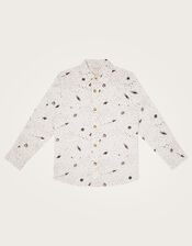 Space Print Long Sleeve Slub Shirt, Ivory (IVORY), large