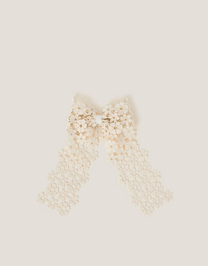 Daisy Lace Bow Hair Clip, , large
