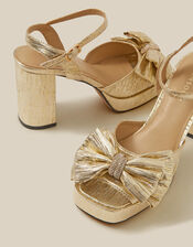 Iona Bow Platform Heels, Gold (GOLD), large
