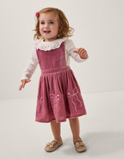 Baby Broderie Top & Bow Pinafore Dress Set, Pink (PINK), large