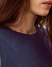 Sammy Swing Linen Blend Tank Top, Blue (NAVY), large