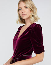 Kimberley Velvet Jumpsuit, Red (BERRY), large