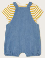 Newborn T-Shirt and Denim Giraffe Romper Set, Blue (BLUE), large