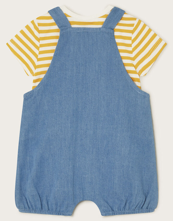 Newborn T-Shirt and Denim Giraffe Romper Set, Blue (BLUE), large