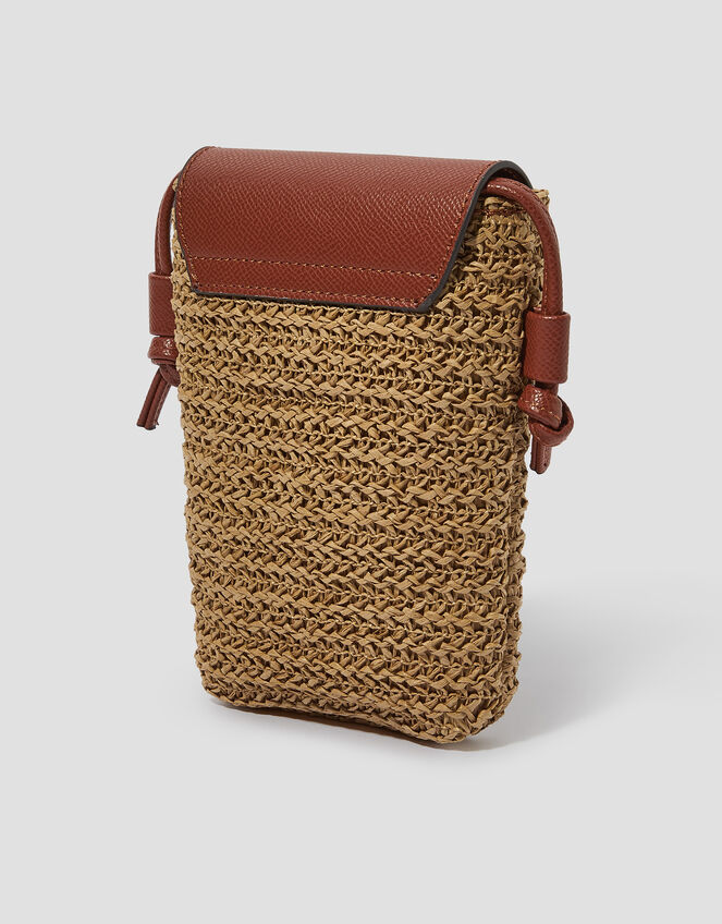 Rosie Raffia Phone Bag, Natural (NEUTRAL), large