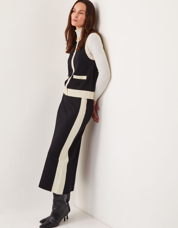 Narla Side Stripe Knit Midi Skirt, Black (BLACK), large