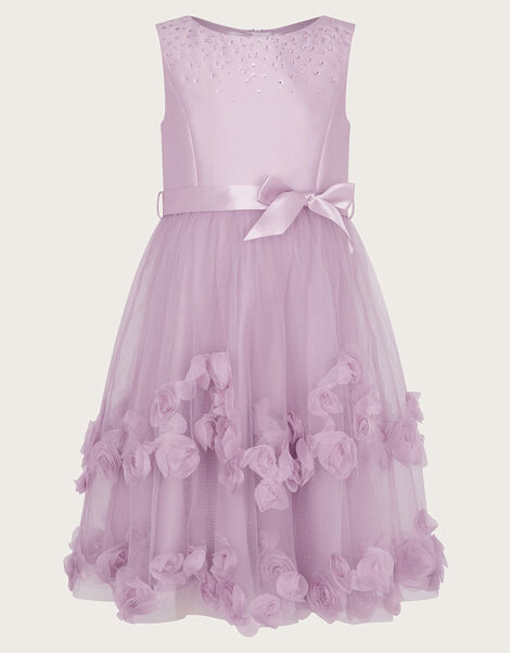 Amber Diamante 3D Roses Dress, Pink (DUSKY PINK), large