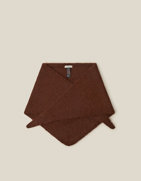 Taya Large Knitted Triangle Scarf, Cognac (COGNAC), large