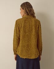 Chrissy Textured Fringe Shirt, Green (CHARTREUSE), large