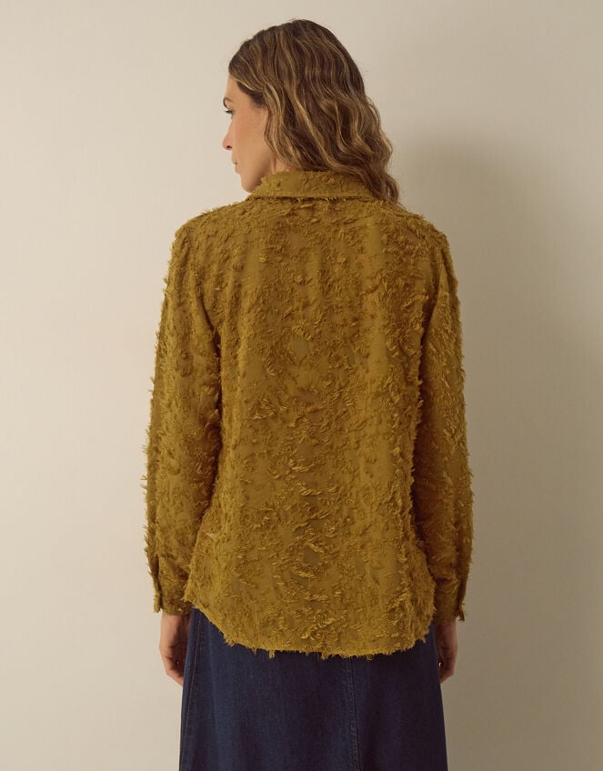 Chrissy Textured Fringe Shirt, Green (CHARTREUSE), large