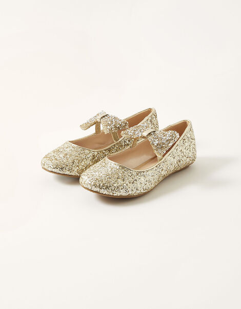 Dazzle Bow Ballerina Flats Gold, Gold (GOLD), large