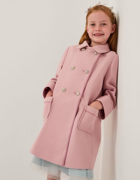 Double Breasted Collar Coat, Pink (PINK), large