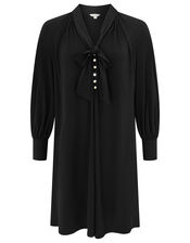 Tie-Neck Smart Short Jersey Dress, Black (BLACK), large
