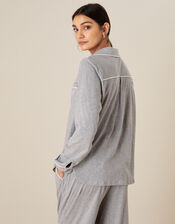 Plain Jersey Button Pyjama Shirt, Grey (GREY), large