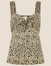 Animal Print Longline Cami , Green (KHAKI), large