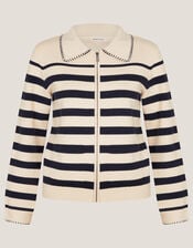 Sabine Stripe Collar Jacket, Ivory (IVORY), large