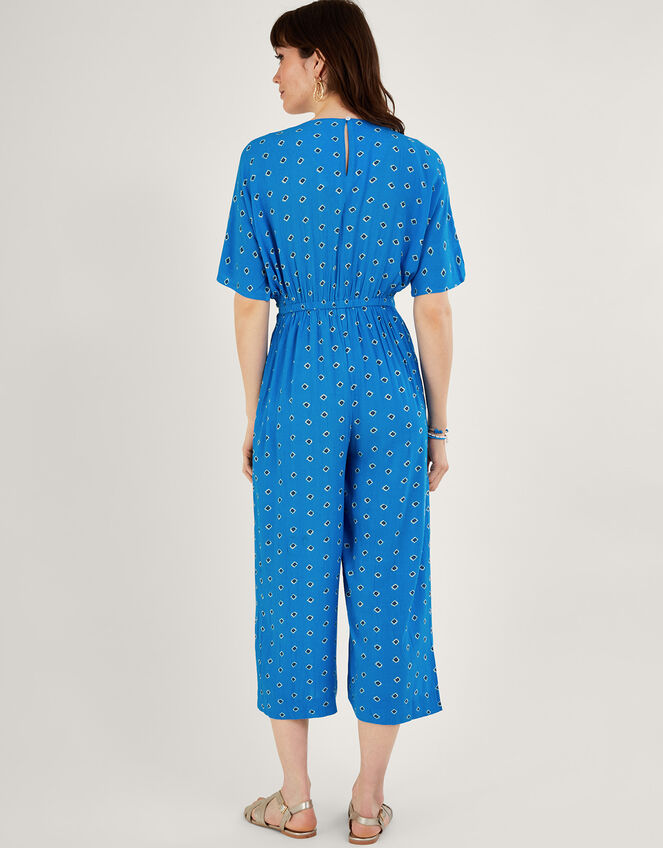 Diamond Print Jumpsuit in LENZING™ ECOVERO™, Blue (BLUE), large