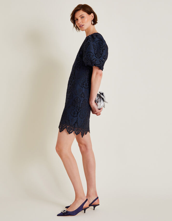 Lila Lace Tunic Mini Dress, Blue (NAVY), large