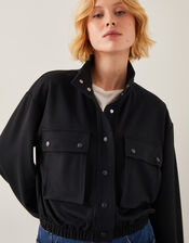 Jen Jersey Utility Jacket, Black (BLACK), large