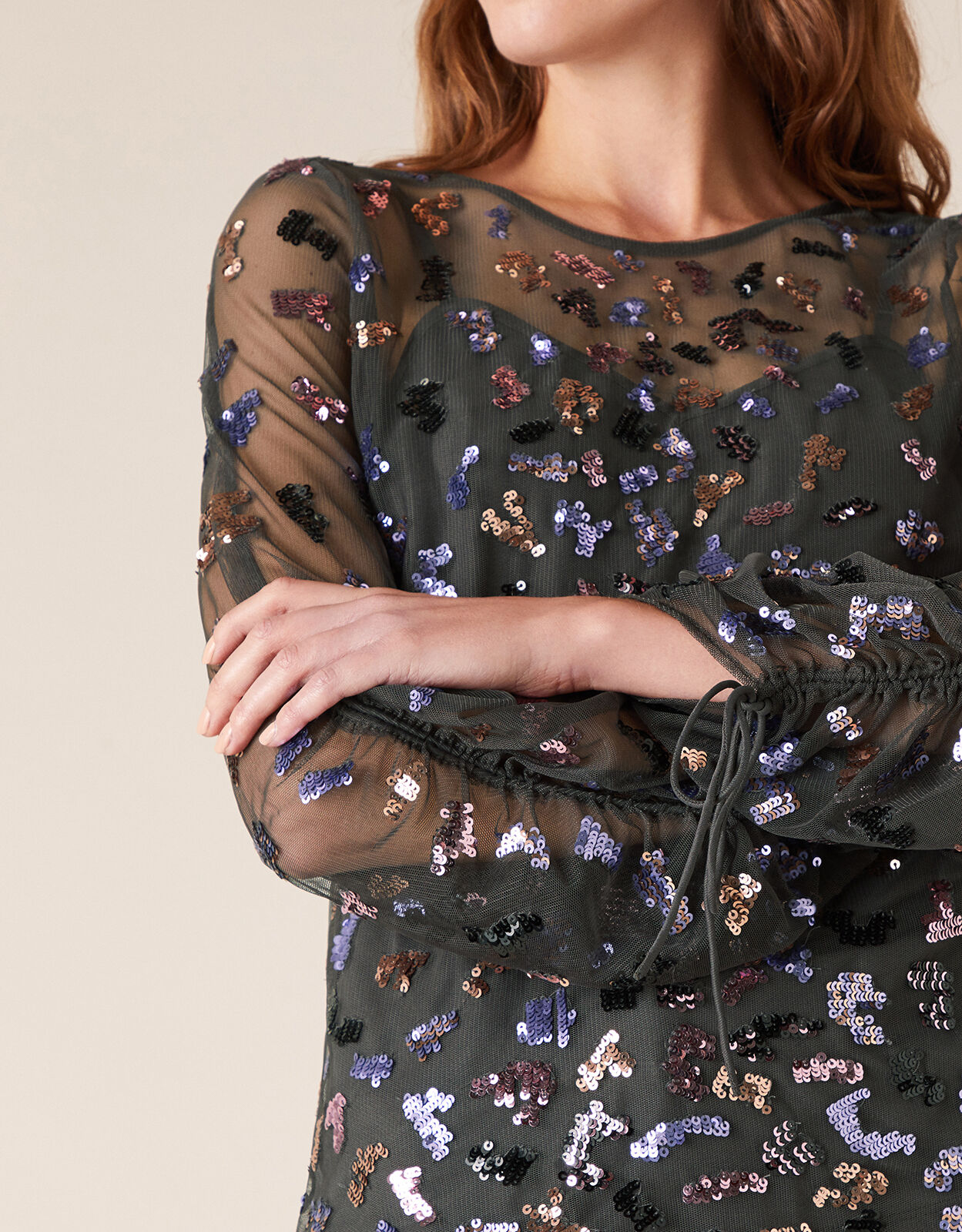 Eugiene Sequin Long Sleeve Top Grey Blouses Shirts Monsoon Global