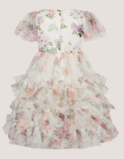 Roma Floral Print Ruffle Party Dress , Multi (MULTI), large