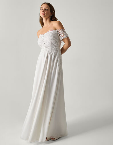 Maddie Off-Shoulder Bridal Dress, Ivory (IVORY), large
