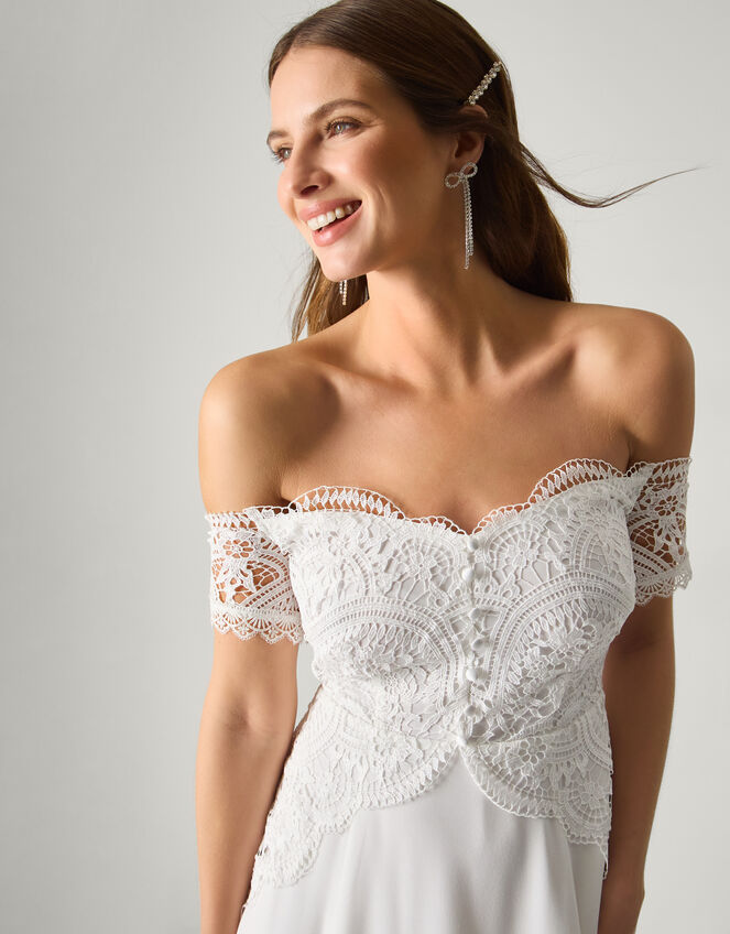 Maddie Off-Shoulder Wedding Dress, Ivory (IVORY), large