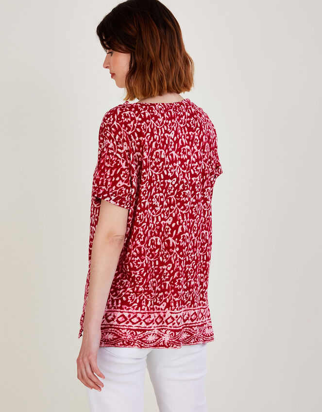 Scoop Neck T-Shirt in Linen Blend, Pink (PINK), large